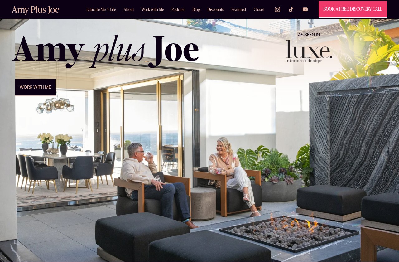 Amy Plus Joe homepage: Amy and Joe on a terrace overlooking the ocean